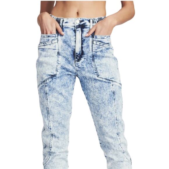 RETROFÊTE Myla Acid Wash Cropped acid-wash high-rise tapered jeans size 28 - Picture 13 of 15